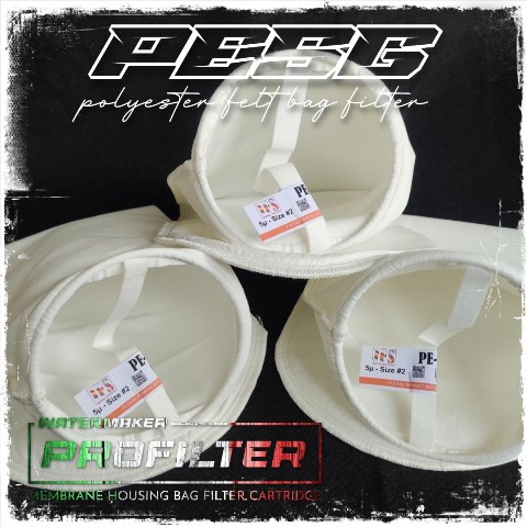 PESG Polyester Filter Bag Stitched Seam Zinc Pleated Steel Ring size 2