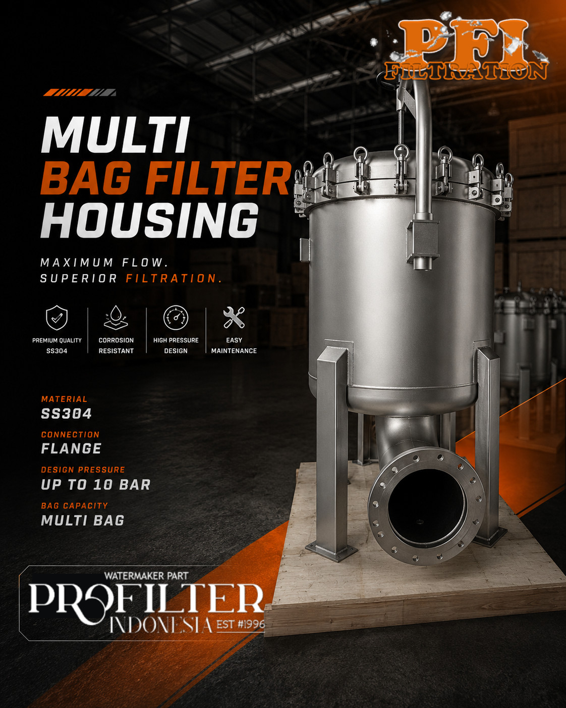 multi bag filter housing ss304