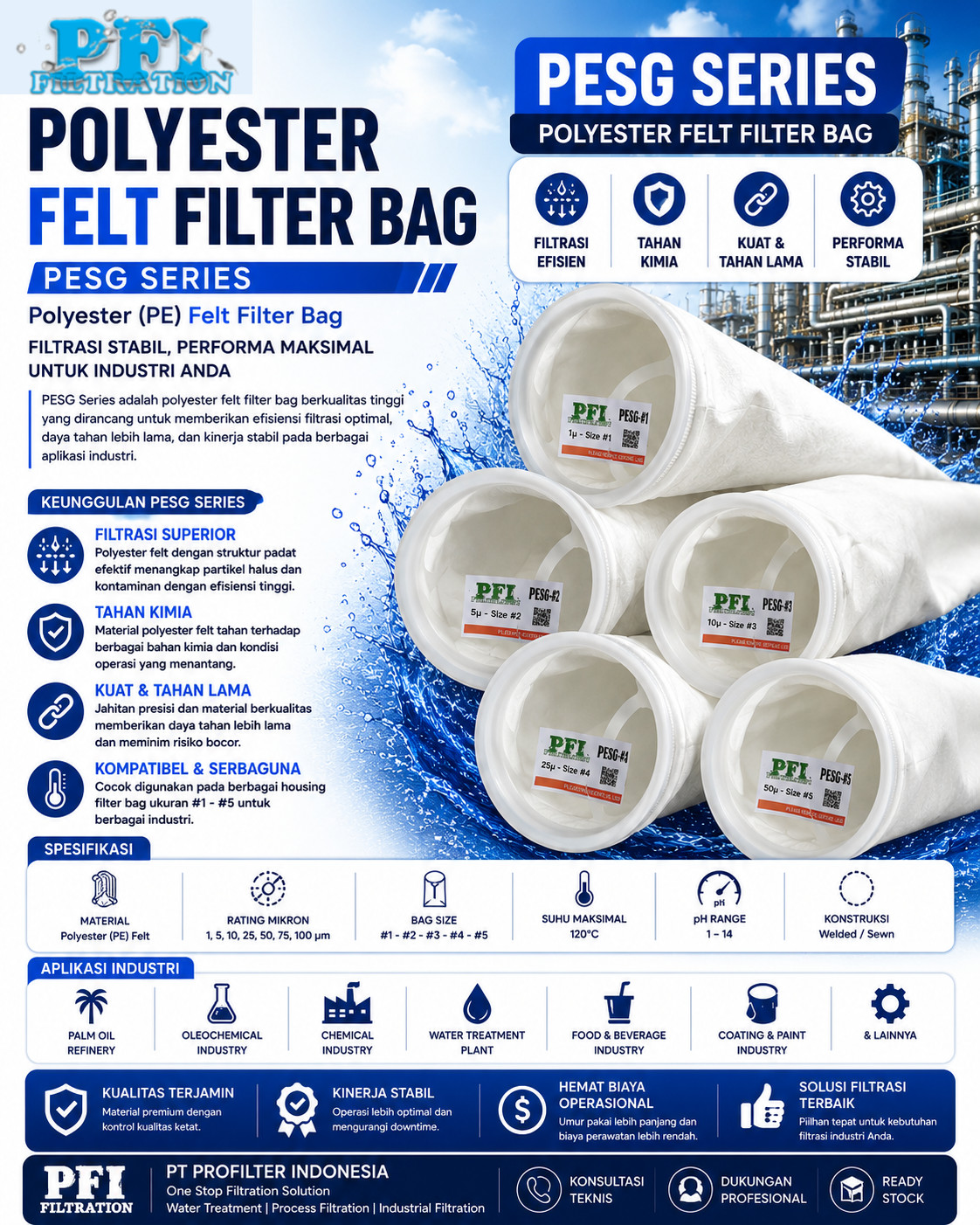 pesg series polyester felt bag filter
